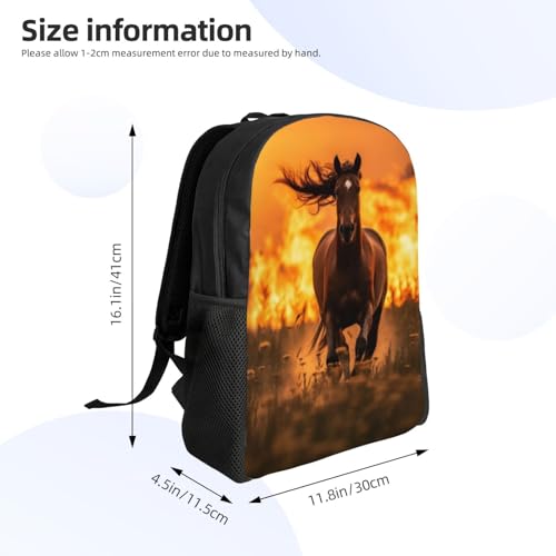 High Capacity Horse Running from Wildfire Backpack Large Multipurpose Bag Double Zipper Backpack Unisex 16 Inch4