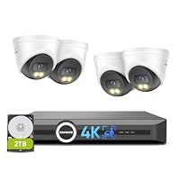 SANNCE 4K POE CCTV Camera System, 8CH NVR & 4* IP67 Outdoor Cameras 2TB HDD