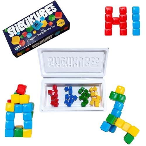 StickiKubes 36-Pack 4 Colors Mini Sticky Stacking Cubes STEM Blocks