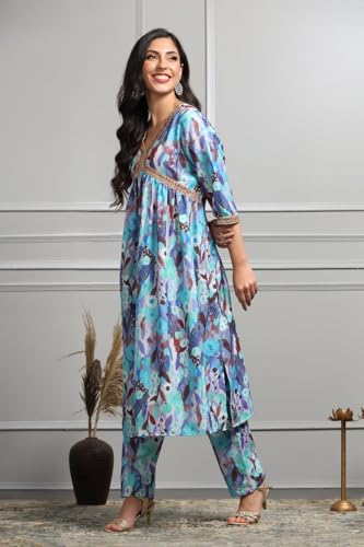 Image of DHRUVI TRENDZ Cotton Blend Kurta Set For Women | Kurta Set | Kurta Set For Women | Festive Kurta Set For Women | Regular Fit Kurta Set For Women