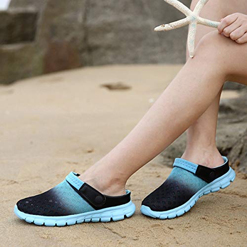 Hsyooes Mens Womens Mules & Clogs Garden Shoes Summer Breathable Mesh Slippers Non-Slip Outdoor Beach Sandals Unisex Skyblue,9 Women/7 Men,Label Size 40 #TOP5