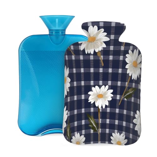 Mexpekil Bolsa de agua caliente de PVC de 2 litros con funda, bolsa de agua caliente de PVC de 2 litros para aliviar el dolor, pies, espalda y calor