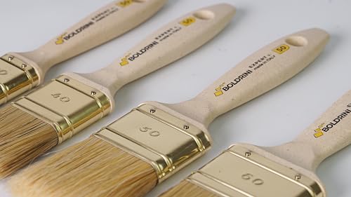 Boldrini Set mit 4 Pinseln mit Holzgriff für Wände, Holz und Eisen. Set 3-4-5-6 cm Made in Italy