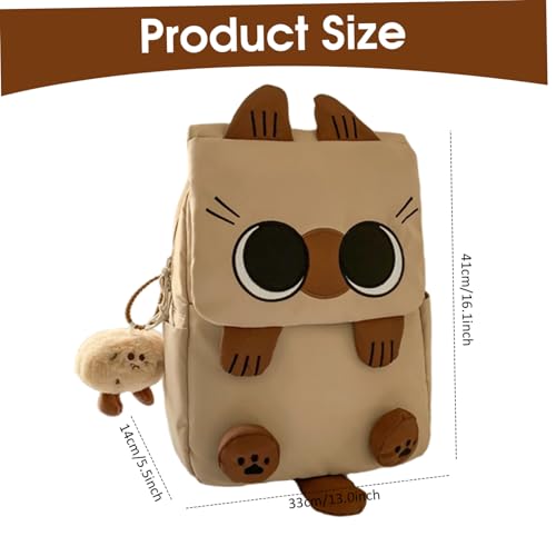 Sac à dos mignon chat siamois en tissu avec grande capacité de rangement - 5