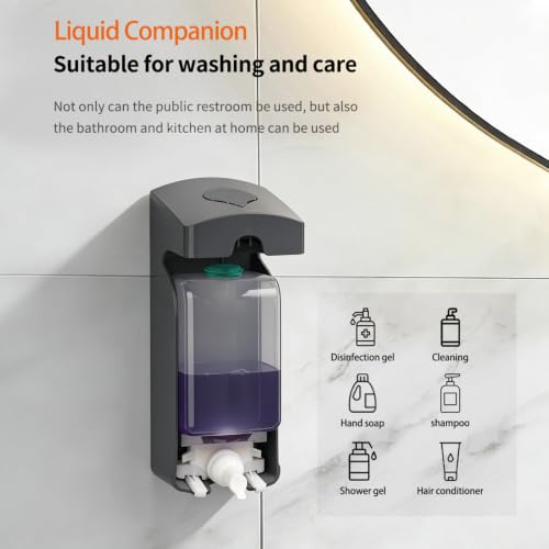 Image of Manual Foam Soap Dispenser, 35oz (1000mL) Commercial Refillable Foaming Soap Dispenser-Dark Grey, CHUANGDIAN | Foaming Pump, Wall Mount, Durable ABS, for Commercial /Home /Bathroom /Kitchen
