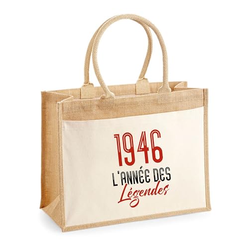 Sac Cabas Jute 1946 avec poche cadeau de départ retraite collègue