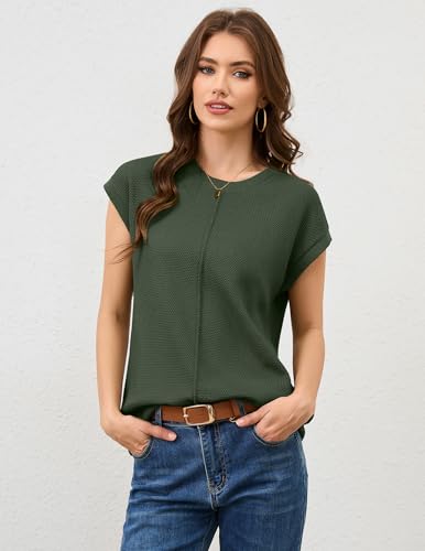 Neweek Womens Summer Cap Sleeve Tops Casual Crew Neck Sleeveless Knit Sweater Vest Loose Fit Lightweight Pullover Tank Tops2