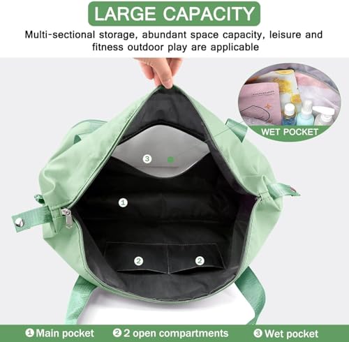 Image of Nylon Duffle Bag for Travelling |Waterproof and Large Travel Bag for Women's Luggage | Expandable & Multipurpose Large Capacity Weekender Carry Bag (Green)