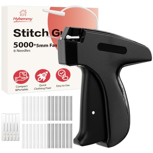 Image of Stitch Gun for Clothes, Tagging Gun, Quick Clothing Fixer, Black | 5000 Fasteners, 0.04 inch Fine Needle, 6 Needles, Portable, Handheld, Compact, Lightweight, Easy to Use, Versatility, Durable