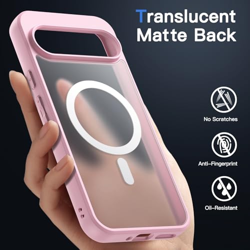 Image of JETech Magnetic Cover Case for Google Pixel 9 /9 Pro 2024, Compatible with MagSafe, Translucent Matte Back Shockproof Phone Cover (Quartz Rose)