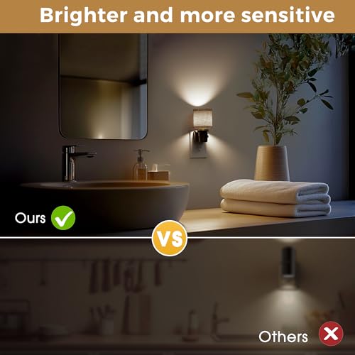 Image of L LOHAS LED Night Lights Plug into Wall,Linen Fabric Cylinder Decor Night Light, Dusk to Dawn Sensor Vintage Nightlight, 5000K Daylight 0-100LM Dimmable, for Bedroom Living Room Hallway