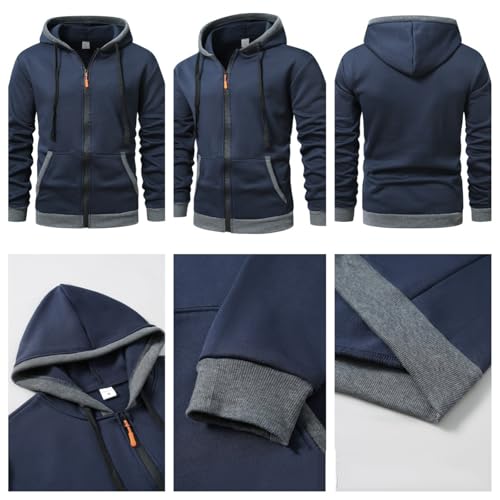 Hoodies for Men Fall Trendy Zip Up Pullover Oversized Jackets Lightweight Hooded Long Sleeve Sweatshirt with Pockets2