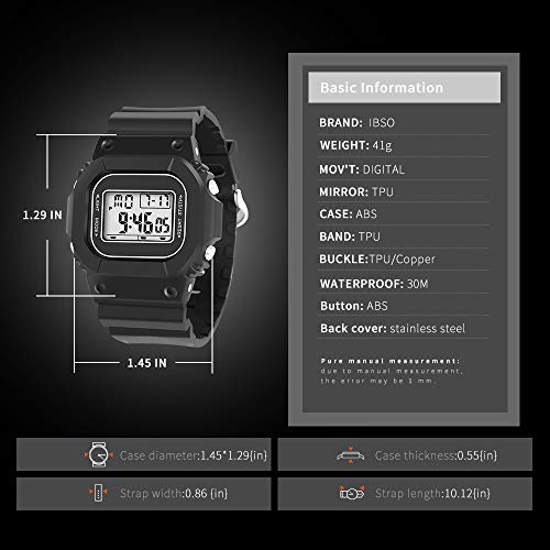 Digital Watch For Men Women Waterproof Outdoor Military Sports Timer Multifunctional Wristwatch Classic Design Easy To Set And Read Alarm Stopwatch Gift For Anniversary（1803 Bk） #TOP5