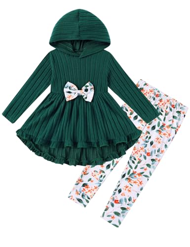 Kids4ever Girl Pant Set Fall 2Pcs Outfits Hoodies Top and Floral pants for 3-7Y