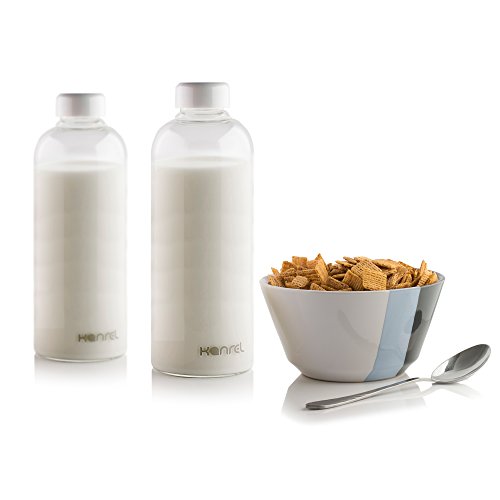 Kanrel Glass Bottle with Two White lids 32oz