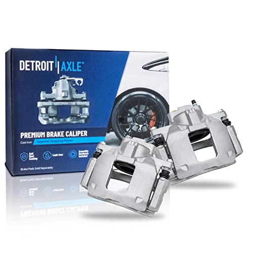 Image of Detroit Axle - Front Brake Kit for 08-12 Dodge Grand Caravan | Chrysler Town & Country 09-11 Routan, Disc Brake Calipers Ceramic Brake Pads 2009 2010 2011 Replacement