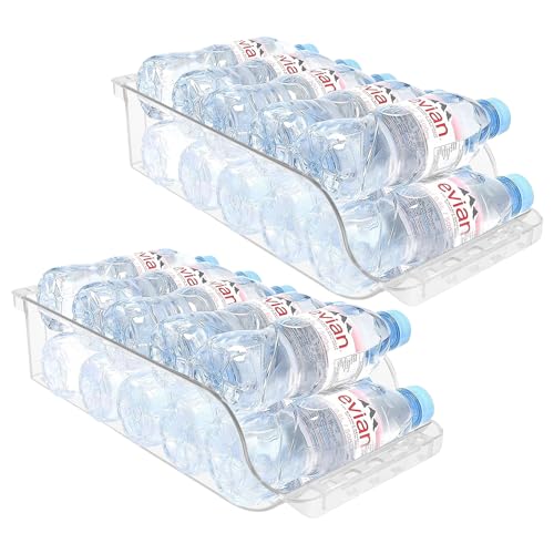 2 Pack Organizador Nevera Latas, Dispensador Latas y Botellines Frigorifico, Dispensador Latas Conserva Ajustable para Bebida Cerveza Soda Refrescos Bebidas, Transparente
