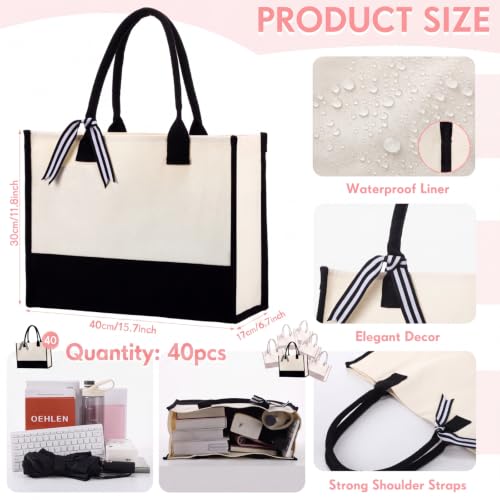 Image of Sweetude Canvas Tote Bags for Women Classic Initial Beach Bags with Handles Sublimation DIY Blank Personalized Tote
