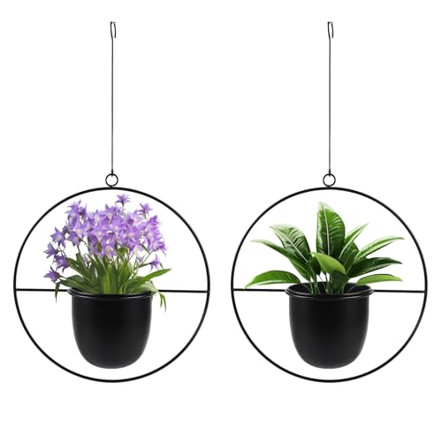 lesolar 2 Stück groß Metall Hängend Blumenampel, Runder Hängender...