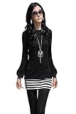 Mississhop 5-78 Damen Minikleid Kleid Tunika mit schwarzen Streifen Schwarz L