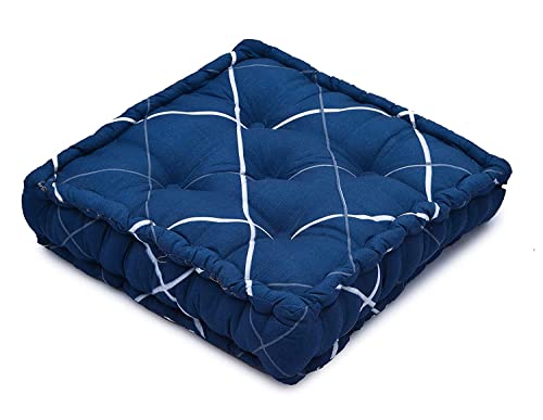 Image of Amazon Brand - Umi Chair Cushion Comfortable Thick Tufted Seat Cushion Cushion for Meditation,Floor Cushion for Sitting in Living Room, Chair Box for Indoor Seat Set of 1,16X16(Inches) (Blue)