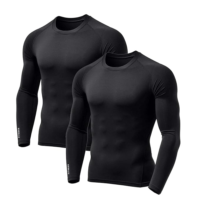 Image of Men's Cool Dry Short Sleeve Compression Shirts, Sports Baselayer T-Shirts Tops, Athletic Workout Shirt