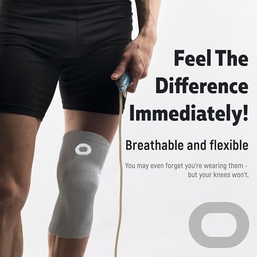 Crucial Compression Knee Sleeve (1 Pair) - Best Knee Braces for Knee Pain for Men & Women - Non-Slip Knee Support for Running, Weightlifting, Basketball, Gym, Workout, Sports