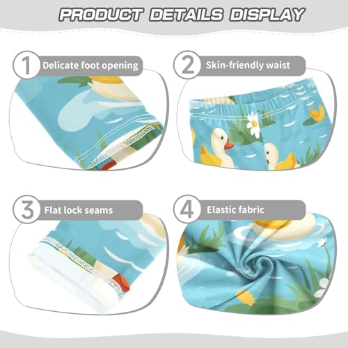 Toddler Girls Leggings Printed Yoga Pants Leggings White Flowe Duck for Kids3