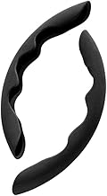 Pack of 2 Car Steering Wheel Covers, Suede Universal Steering Wheel Cover, Segmented Steering Wheel Protection, Non-Slip and Durable for Steering Wheels of Any Size, Black