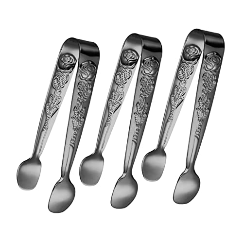 SOLUSTRE 3Pcs Stainless Steel Sugar Cube Tongs Small Serving Tongs for Ice Cubes Candy and Desserts Effortless Grip for Cafes Restaurants and Tea Parties