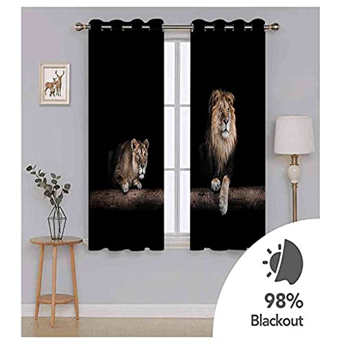 Rideaux à oeillets phonique 100% polyester motif lion 3D - 6