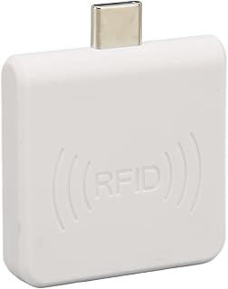 RFID ID Mobile Phone Card Reader, Type C Interface 125Khz Portable Contactless Smart Card Reader Built in Buzzer, for Smart Device Support OTG Function (White)