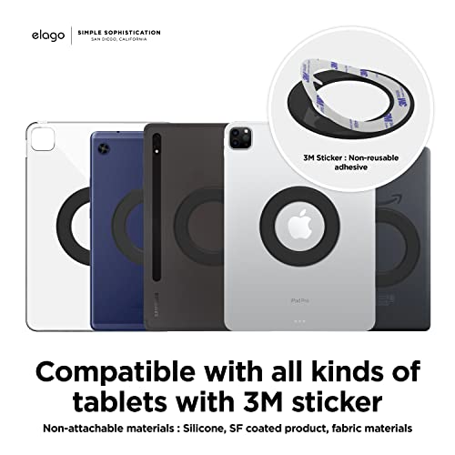 elago Magnetic Ring for iPad & Tablets - 3M Sticker, Slim (2.7mm), Strong Lock (1.08kg), black / black - Image 4