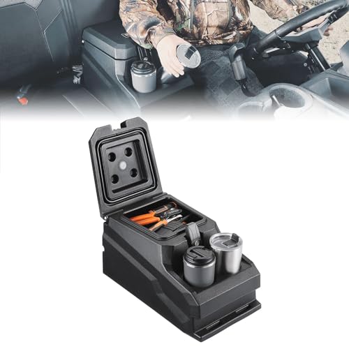 KEMIMOTO UTV Center Console Bench Seat Box Compatible with Polaris Ranger XP 1000/Crew 2017-2025, Ranger 1000/Crew 2020-2025, Ranger XP 900/Crew 2013-2019 Seat Armrest Storage/Cup Holders Waterproof