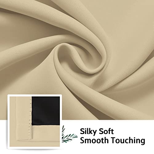 Image of SimpleHome Beige 100% Blackout Curtains Room Darkening Living Room 90 Inch