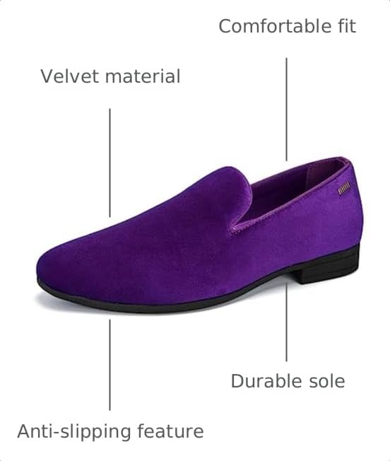 Image of UUBARIS Mens Velvet Loafers Slip-on Dress Shoes Fashion Style Driving Shoes Classic Tuxedo Shoes Casual Oxford Shoes