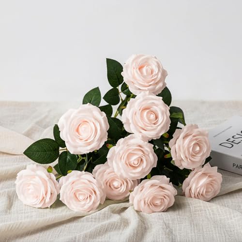 Vixplorn 造花 バラ 10本セット シルクフラワー 花束 フェイクフラワー おしゃれ 母の日 結婚式 誕生日 入学式 装飾用 バレンタインデー ギフト 花径7cm*長さ50cm