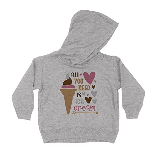 All You Need is Ice Cream Kids Hoodie Sweatshirt Toddler 5T Heather Grey