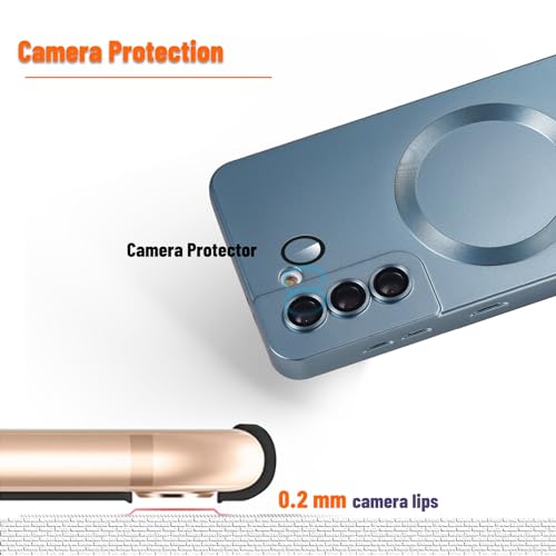 Image of Yetagso Magnetic Samsung Galaxy S22 Case, Soft Silicone With Camera Protection, Slim Fit Anti-Scratch Cover Compatible With MagSafe, Blue