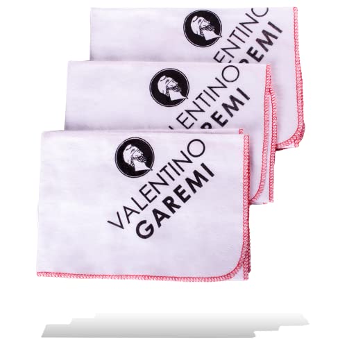 Valentino Garemi 3 Cleaning Cloths - Clean, Polish, Shine Or Buff Shoes Boots Musical Instruments Glass Furniture Jewelry Silverware - Genuine Cotton #TOP14