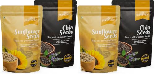 Image of Purevitr Sunflower Seeds & Chia Seeds Combo | 400g (200g Each) | Nutrient-Rich Superfood | High in Protein, Fiber & Omega-3 | Raw & Natural (Pack of 2)