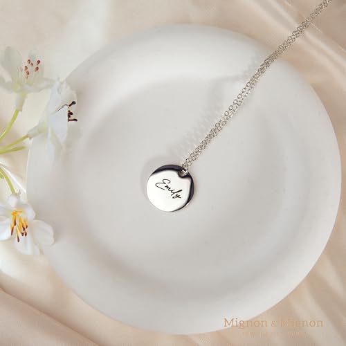 MignonandMignon Personalized Coin Name Necklace Custom Engraved Jewelry Gift for Bridesmaid Birthday Handmade Jewelry for Women Mom Gift for Her – LCN-N4