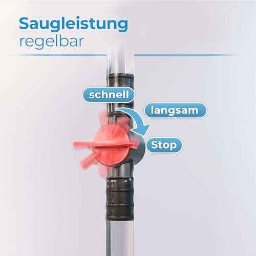 gurkler Mulmsauger Aquarium Sauger - mit Sperrhahn und Knickschutz - Aquarium Reinigungsset mit Zubehör zum Wasserwechsel - Mulmglocke Aquarium ab 25 l