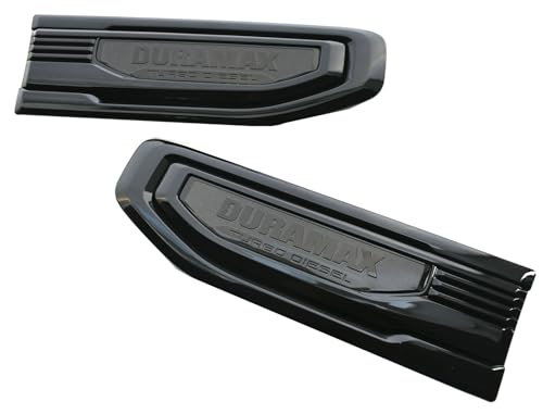 Image of Pair Set Turbo Diesel Emblems Side Vent Logo Compatible with 2020-2025 Sierra 1500 Dura-max Turbo Diesel Badge Kit 86532091 (All Black)
