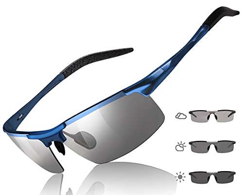 Image of TJUTR Mens Photochromic Sunglasses Day & Night Driving Z87 Sun Glasses Polarized UV400 Protection Safety Glasses