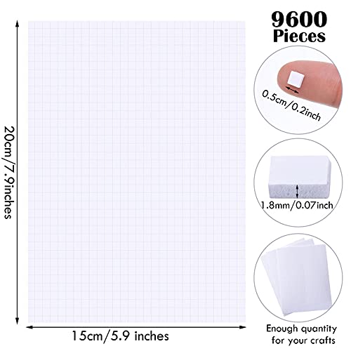 Zonon 9600 Pieces Foam Dots Squares Mini 3D Pop Foam Square Mount 0.2 Inch Dual-Adhesive Foam Mount for Shaker Cards Scrapbook DIY Crafts Office Supplies, 0.07 Inch Thick