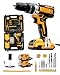 KALAHOL Cordless Drill Set 21V, 99PCS Electric Screwdriver Set with 2 Batteries 2000mAh, 25+3 Torque Cordless Hammer Drill, 42N.m Max, 2 Speed, LED Work Light for Home and Garden DIY Project, Yellow