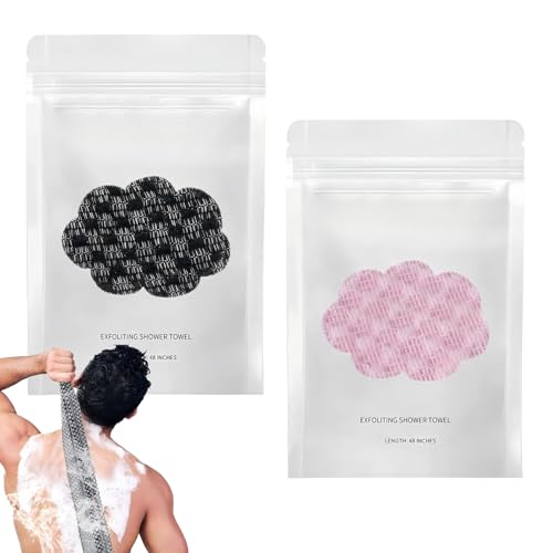 Yozexin 2PCS Blissail Exfoliating Antibacterial Shower Towel Deep Exfoliating Towel 2-in-1 Double-Sided Scrub Cloth for Body Face Antibacterial Washcloth for All Skin Types Men Women (Pink+Black)