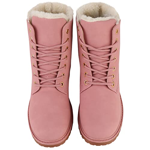 VAN HILL Warm Gefütterte Worker Boots Damen Outdoor Stiefeletten Robust 124555 Rosa 39