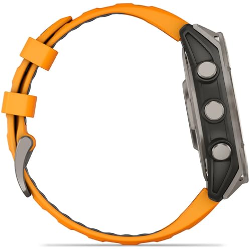 Image of Garmin Fenix 8 47mm AMOLED Sapphire Multisport GPS Smartwatch, Titanium with Spark Orange Silicone Band, 010-02904-10 - Bundle w /Deco Essentials Charging Dock, Dust Cover and USB-C Cable